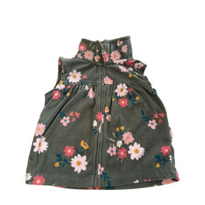 Baby girl Carter's Green Pink Floral Fleece Vest 12 Months